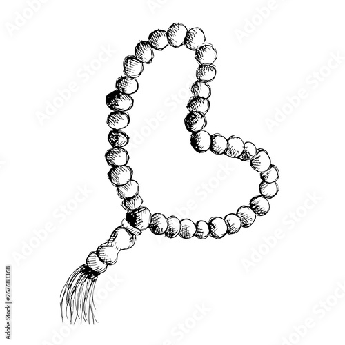 Tasbih muslim hand drawing illustration.