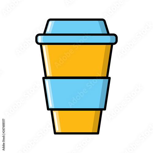 A glass of strong invigorating fragrant quick coffee in a cardboard takeaway cup icon on a white background. Vector illustration