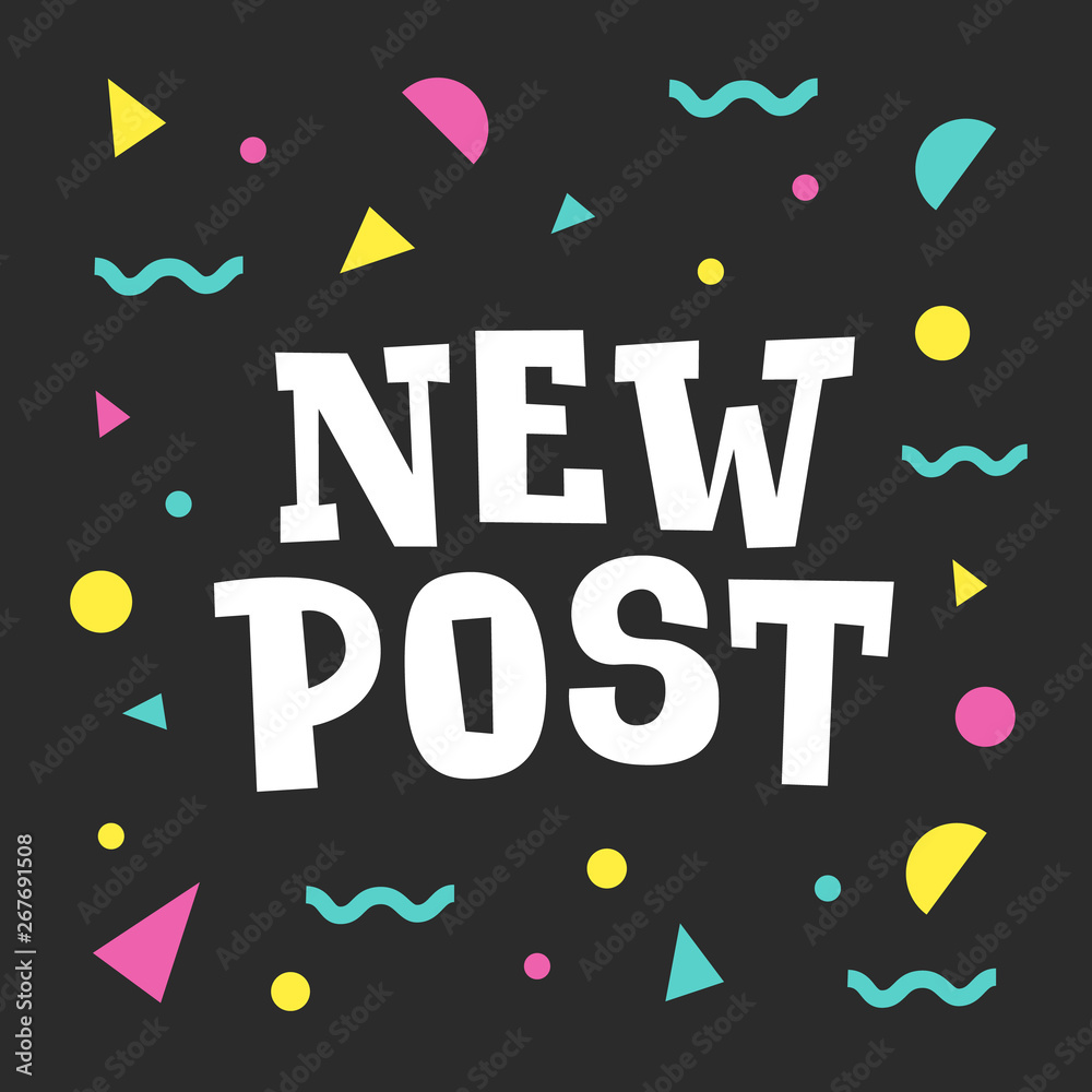 New post. Social media banner with colourful abstract background. Followers engagement concept. New post. Social media banner with colourful abstract background. Followers engagement concept.