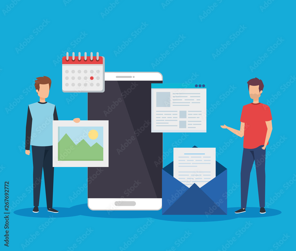 men with smartphone technology and document information men with smartphone technology and document information