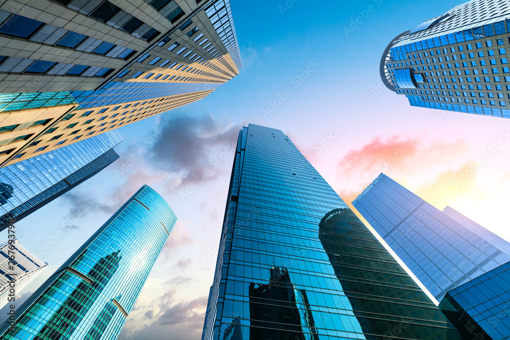 low angle view of skyscrapers in Shanghai,China