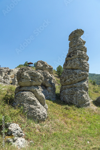 Summer landscape of Rock formation The Stone Dolls of Kuklica near town of Kratovo, Republic of North Macedonia © Stoyan Haytov
