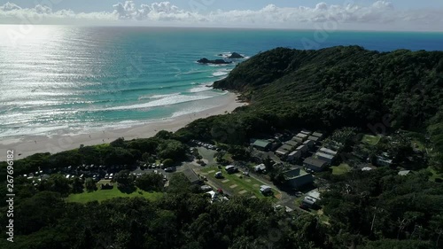 Wallpaper Mural Aerial of Broken Head Caravan Park and the ocean. 4k drone Torontodigital.ca