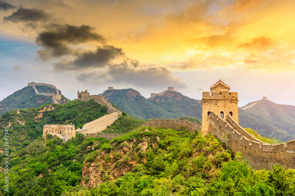 The Great Wall of China at sunset,Jinshanling The Great Wall of China at sunset,Jinshanling
