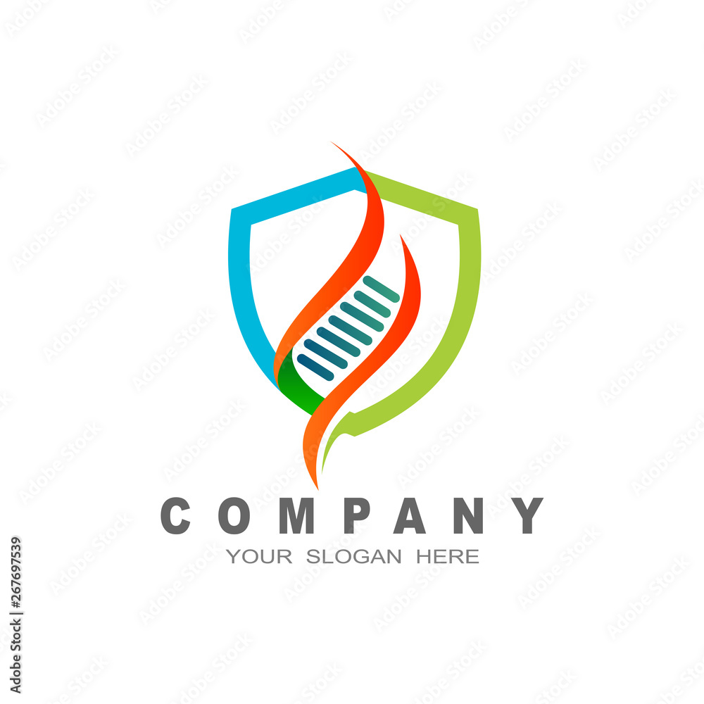 shield logo, shield DNA medical logo template