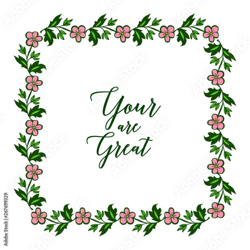 Vector illustration decorative of card your are great with various of abstract pink wreath frames © StockFloral