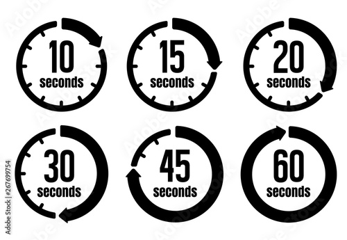 Clock , timer (time passage) icon set ( form 10 seconds to 60 seconds)
