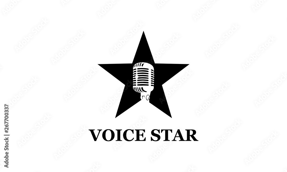 Voice and microphone star logo design Voice and microphone star logo design