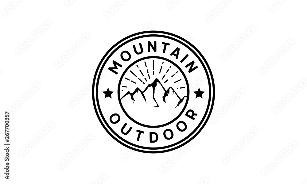Mountain logo with outline style