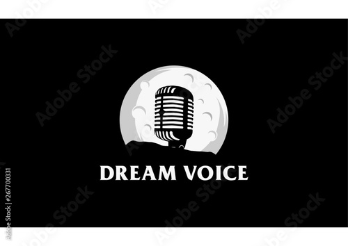 Microphone logo design with the moon