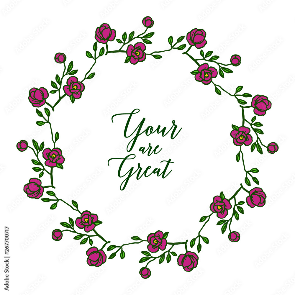 Vector illustration invitation card your are great with abstract purple flower frames Vector illustration invitation card your are great with abstract purple flower frames