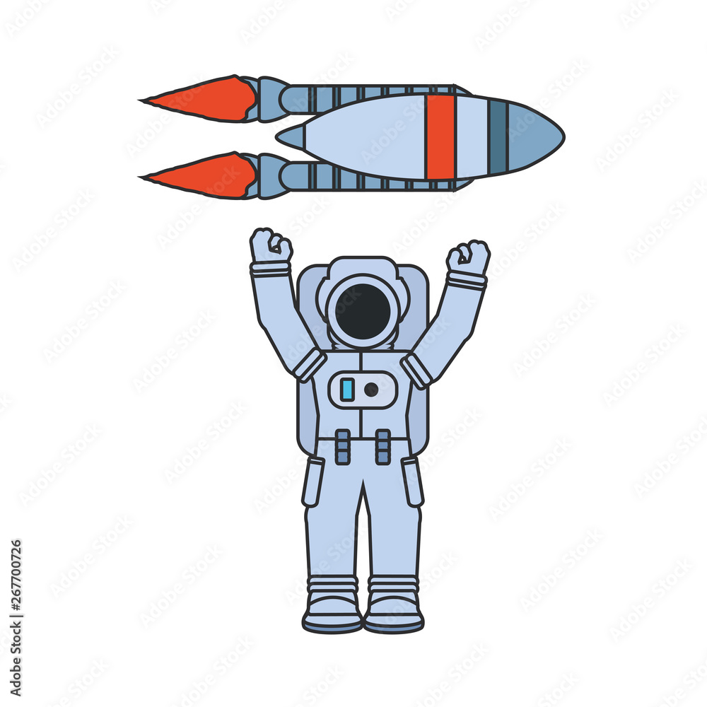 astronaut suit with rocket isolated icon