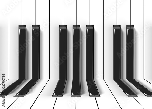 3d rendering. textured piano key board pattern wall design and floor background.