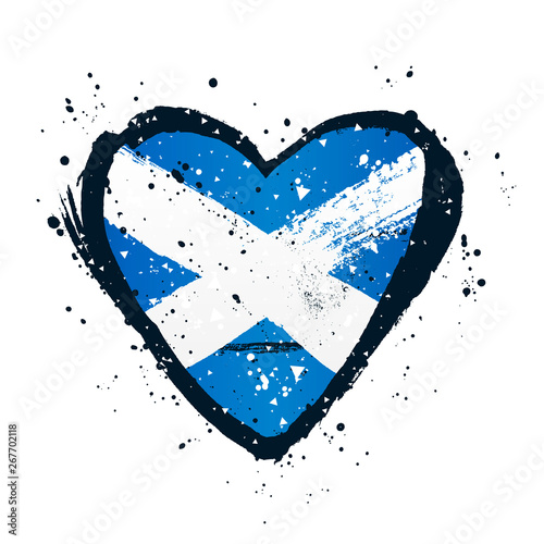 Scottish flag in the form of a big heart. Vector illustration