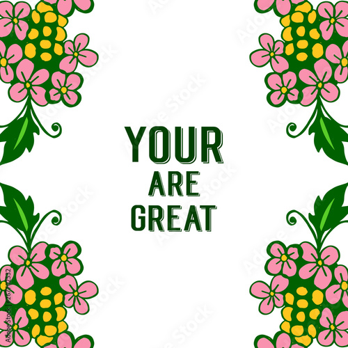 Vector illustration template your are great with various of abstract green leafy flower frames