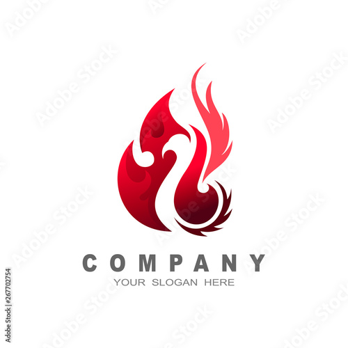 eagle logo, fire and eagle, the symbol of the eagle that was hit by fire