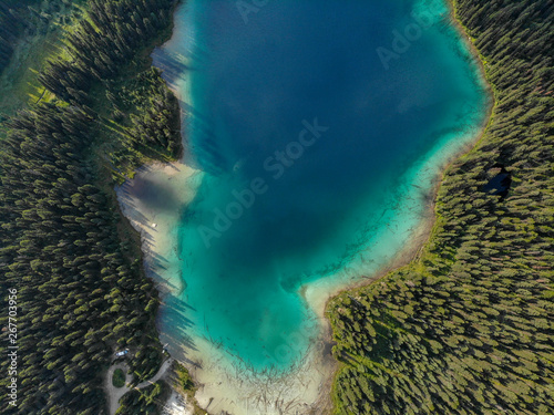 blue lake in a forest