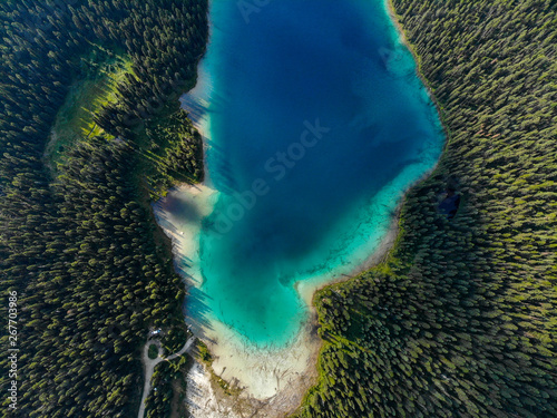 blue lake in a forest