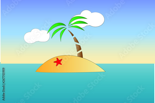 Fototapeta Naklejka Na Ścianę i Meble -  tropical island with palm and sea