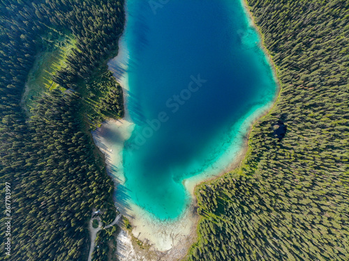 blue lake in a forest