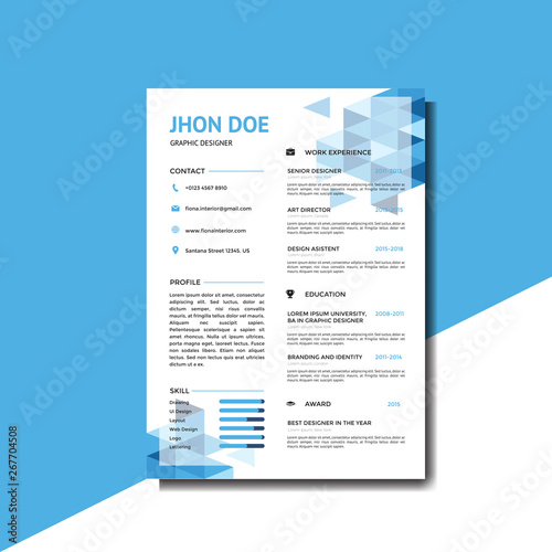 Modern blue resume background template