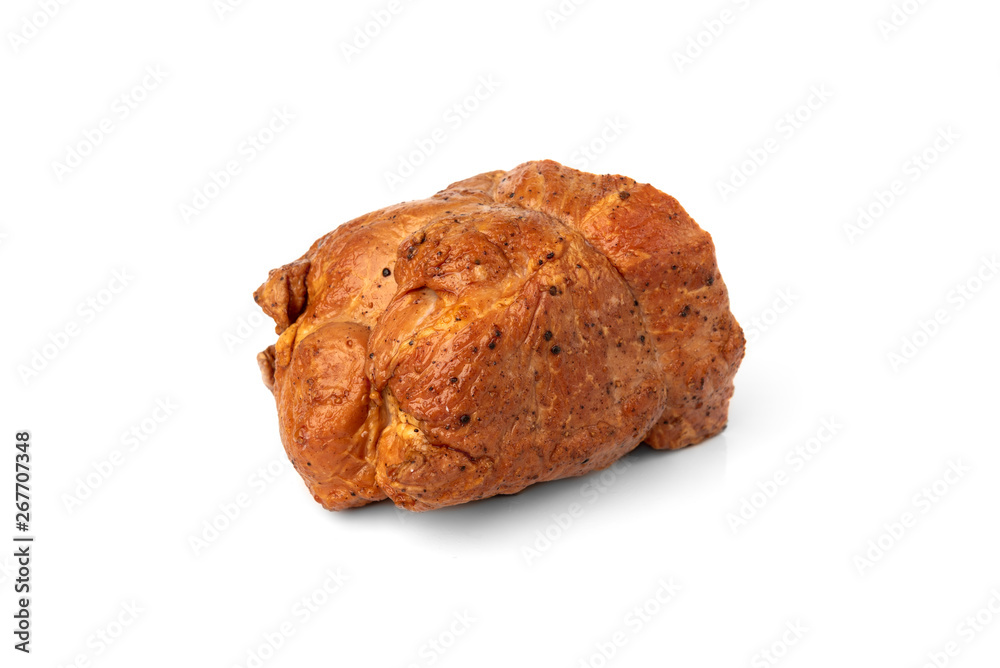 Smoked pork meat isolated on white background. Smoked pork meat isolated on white background.
