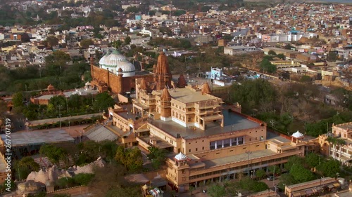 Mathura temple and Jama Masjid mosque, UP, India, aerial 4k drone  photo