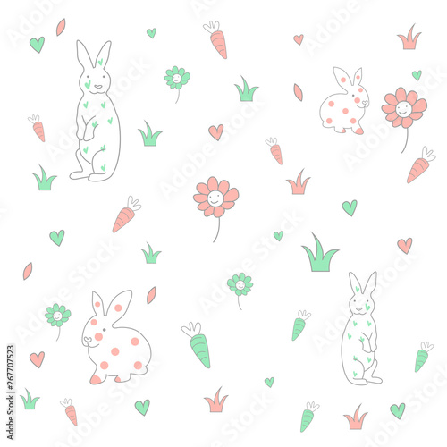 cute lovely pink yellow hearts and stars seamless vector pattern background illustration