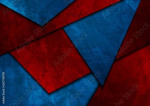 Dark blue and red abstract grunge material background