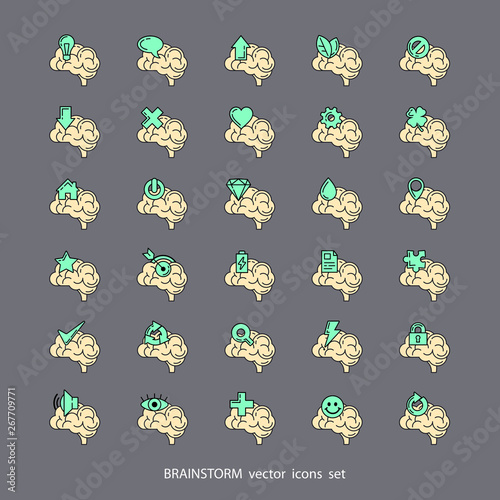Brainstorm icons on grey