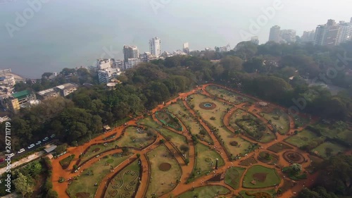 Hanging gardens in Mumbai, 4k aerial drone footage photo