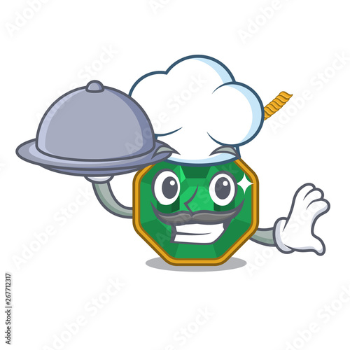 Chef with food peridot jewelry in the shape character