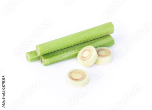 Lemon grass with slice isolated on white background  herb and medical concept