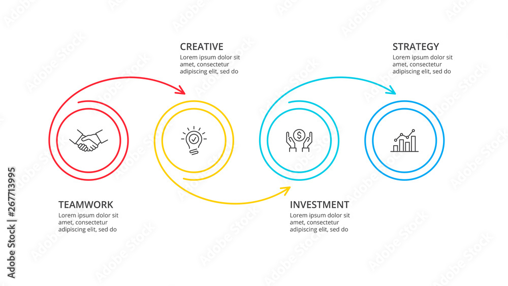 Thin line flat circles for infographic. Template for diagram, graph or presentation. Business concept with 4 options, parts, steps or processes. Thin line flat circles for infographic. Template for diagram, graph or presentation. Business concept with 4 options, parts, steps or processes.