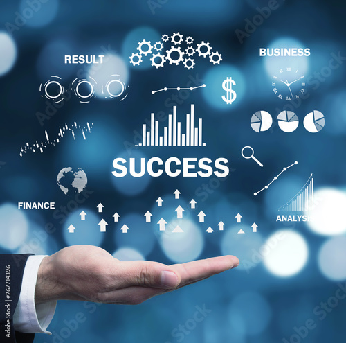 Success word with a charts. Business concept