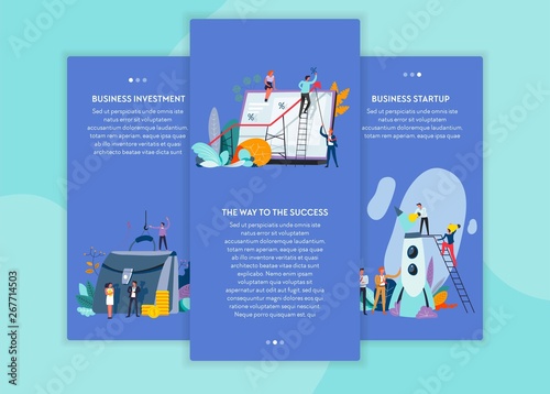 Business investment way to success and startup web pages templates