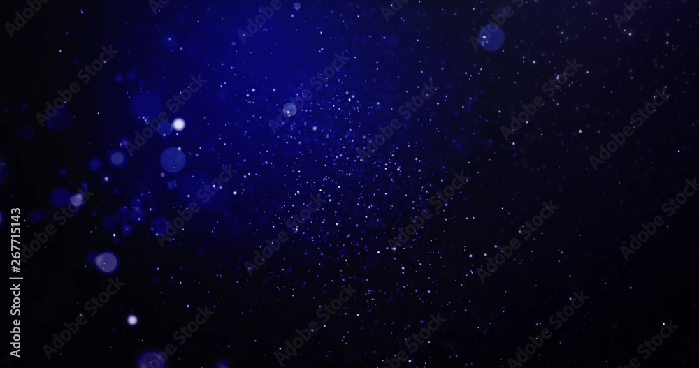 Bokeh lights and Starry Sky, blue Merry Christmas background.