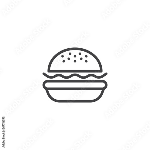 Hamburger line icon. Burger linear style sign for mobile concept and web design. Cheeseburger outline vector icon. Symbol, logo illustration. Pixel perfect vector graphics