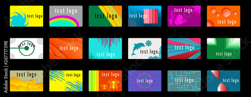 Карты, визитки, логотипы цветные на черном фоне