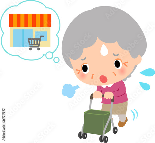 買い物に行くのに苦労するシニア女性