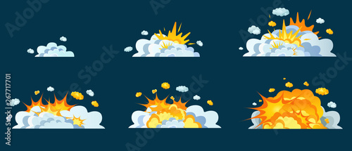 Frame animation with effect of burning, explosion, divided into frames.