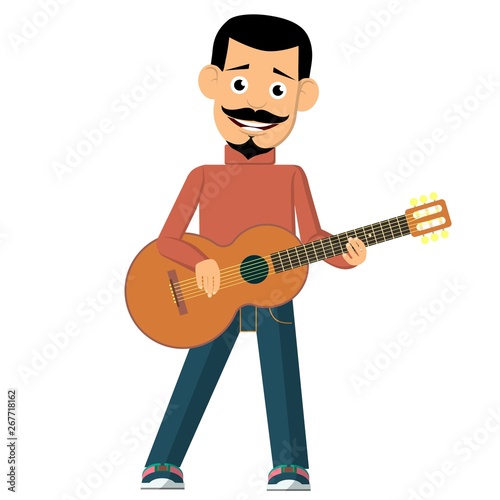 The man plays a musical instrument. Vector illustration