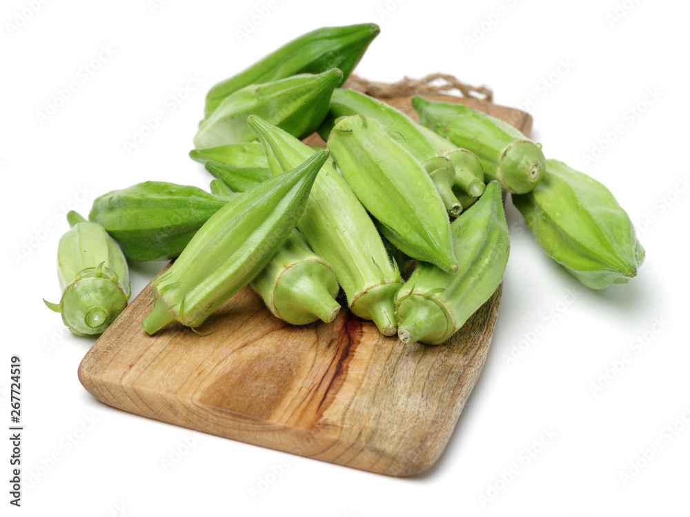 Fresh young okra isolated on white background Fresh young okra isolated on white background