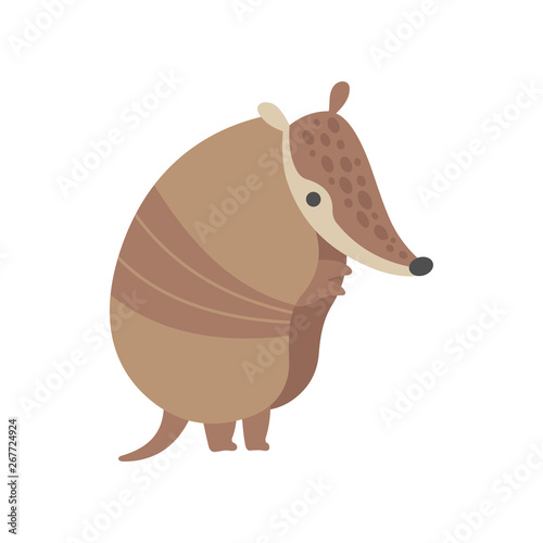 Cute Armadillo Pleistocene Animal Standing on Two Legs Vector Illustration