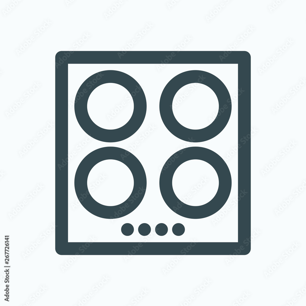 Hob isolated icom, glass induction hob outline vector icon Hob isolated icom, glass induction hob outline vector icon