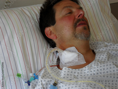 Man with neck catheter