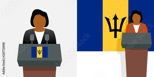 Barbados prime minister and flag