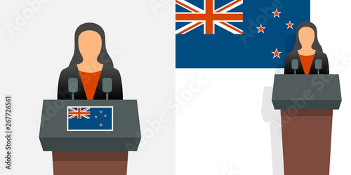 New Zealand prime minister and flag