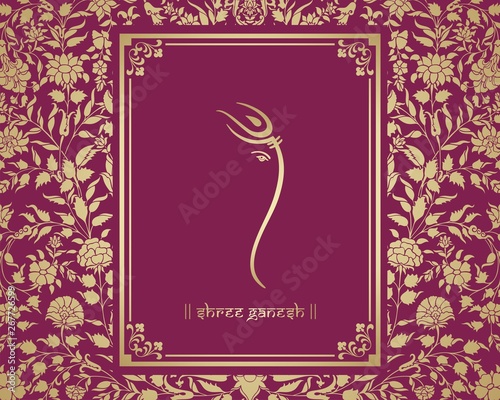 Ganesha, wedding card, royal Rajasthan, India	