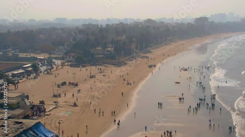 Juhu beach in Mumbai, India, 4k aerial drone footage photo